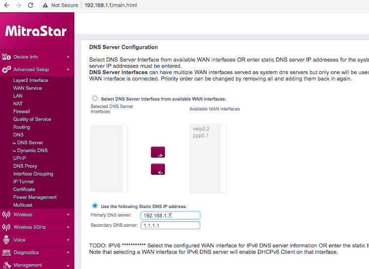 Router configuration