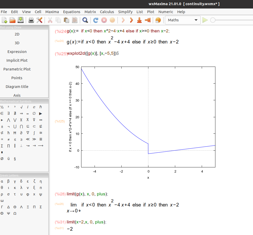 Continuity of piecewise-defined functions