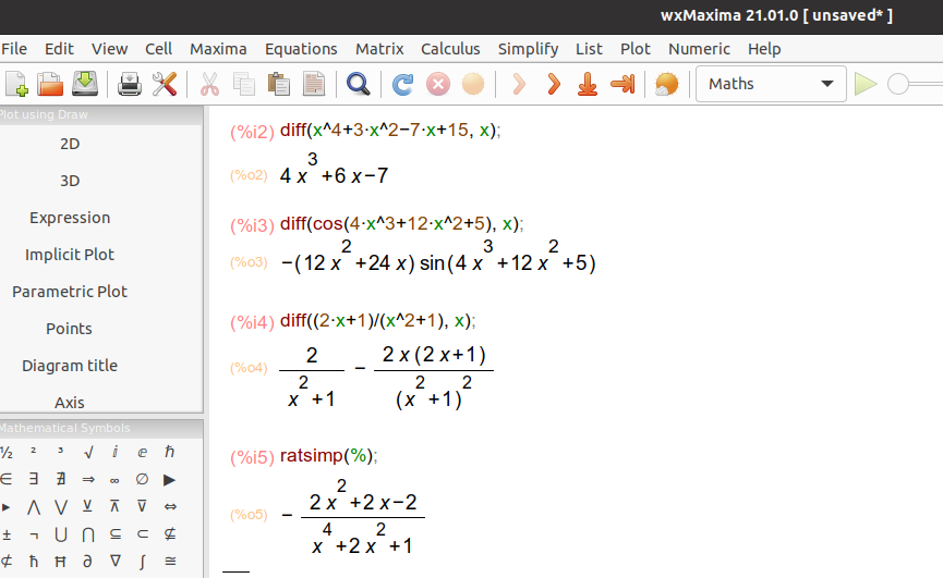 Derivative of a function in Maxima