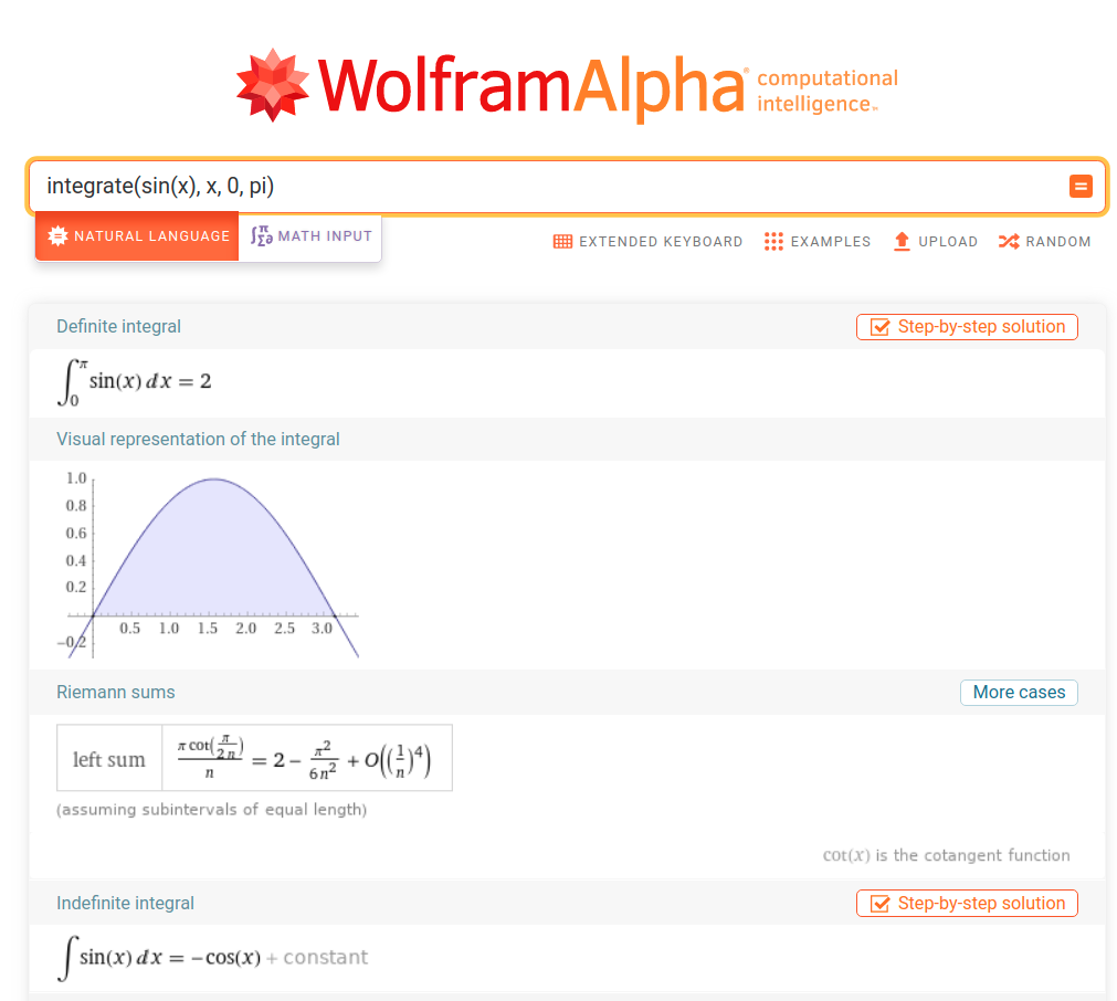 Math exercises on integral of a function.