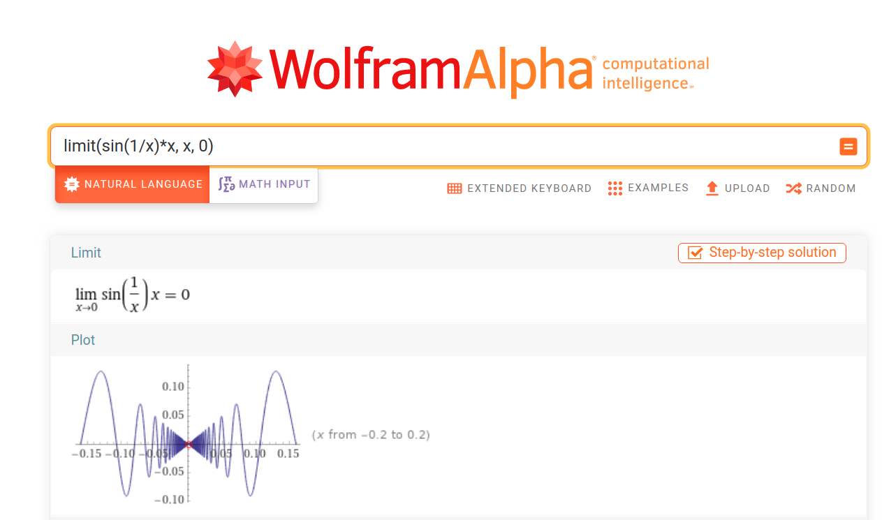 Limits in WolframAlpha
