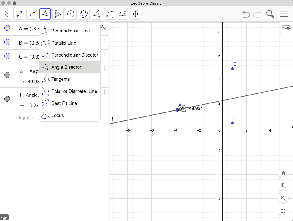 Draw an angle and its bisector