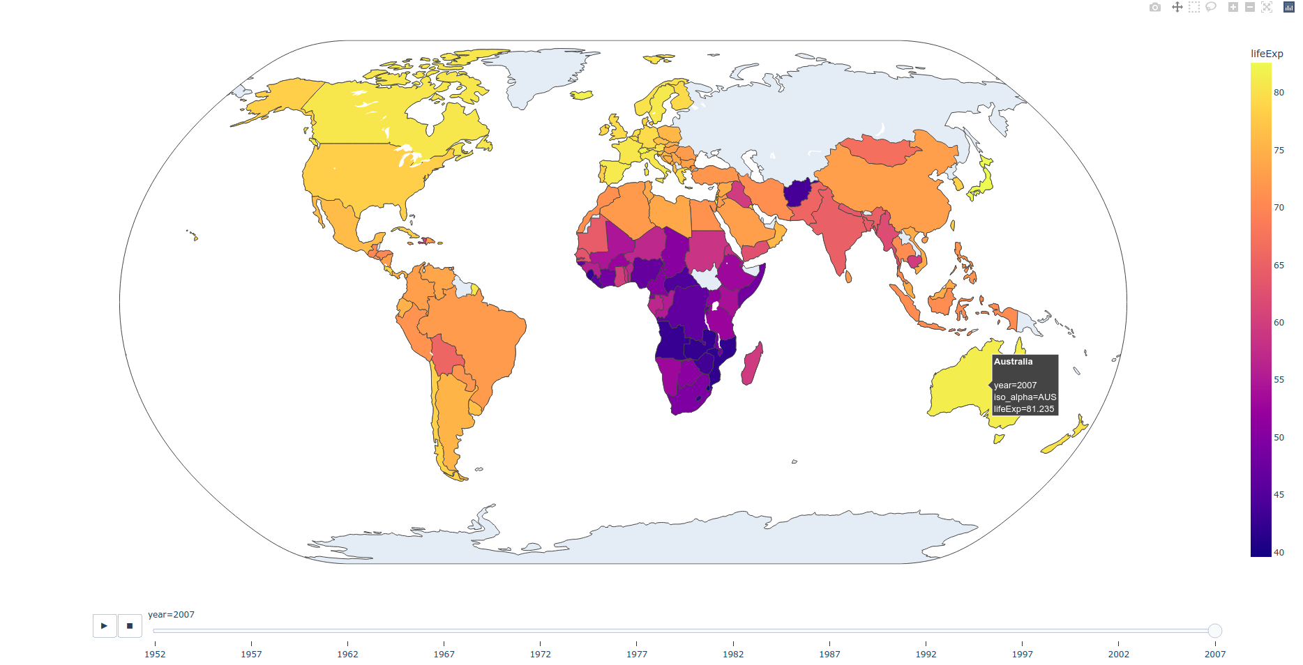A choropleth map using Plotly