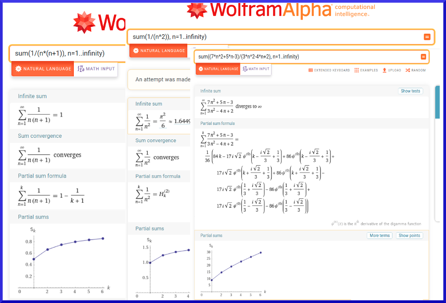 Series in WolframAlpha