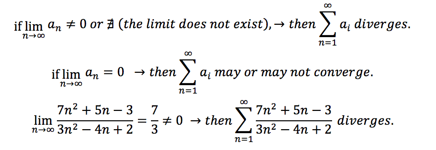 Test for the divergence of a serie