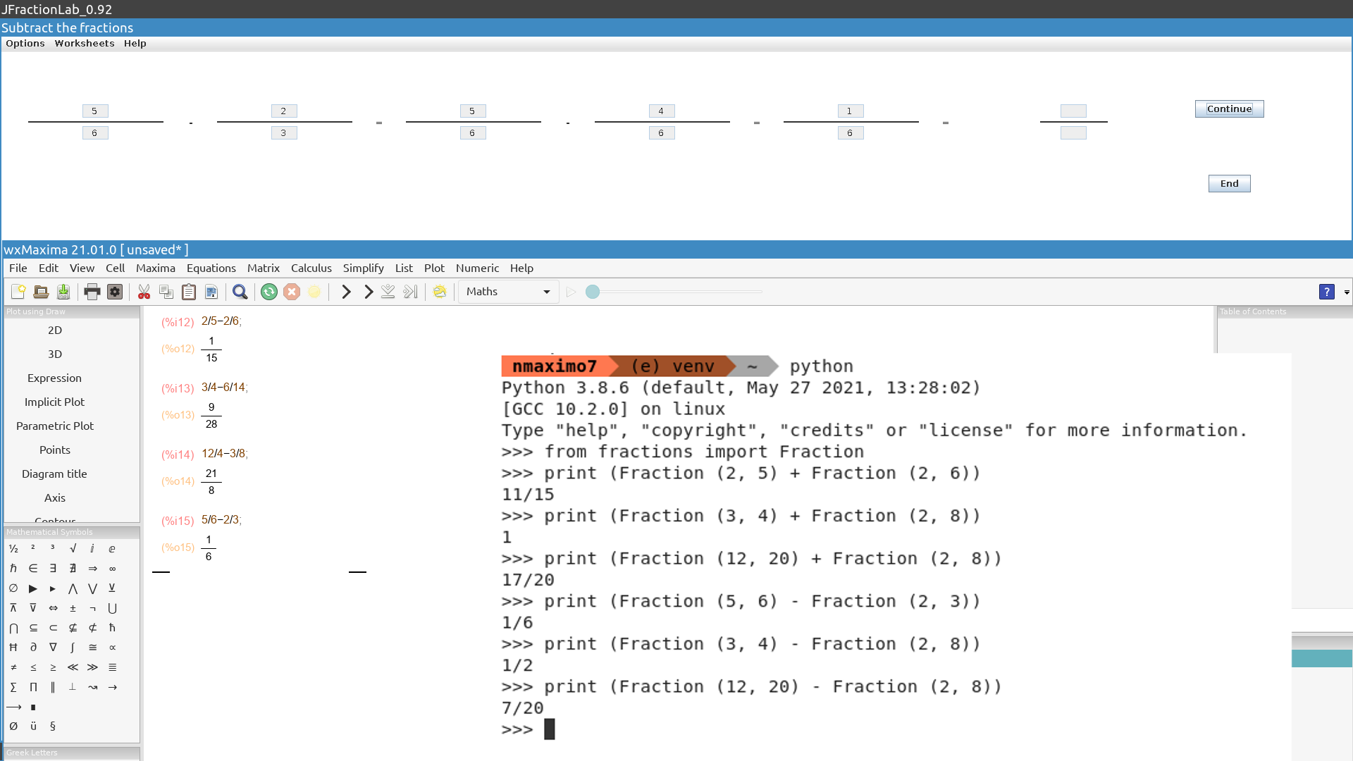Subtracting fractions