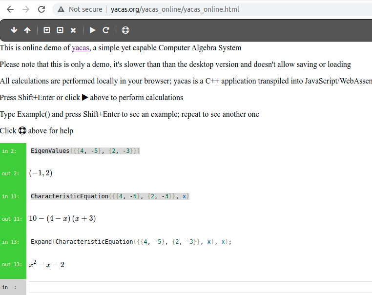 Yacas is available online, too
