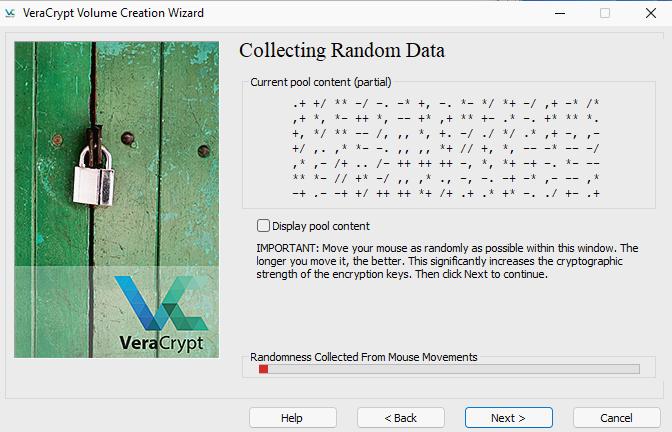 VeraCrypt. Move your mouse as if you were tormented by an evil spirit!