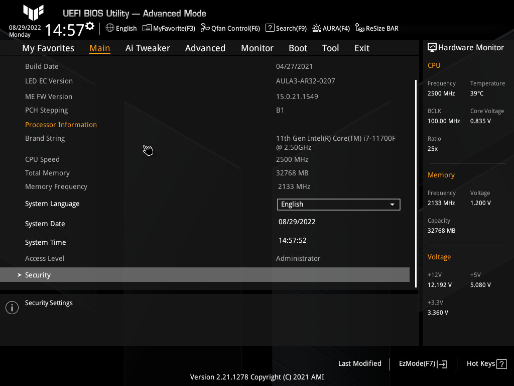 UEFI Bios, Advanced Mode