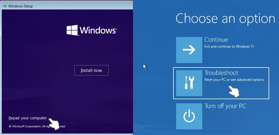 Repair your computer, Troubleshoot