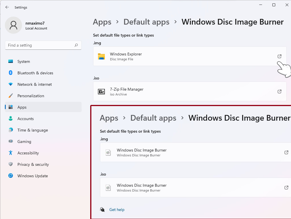ISO files need to be associated with the Windows Disk Image Burner program