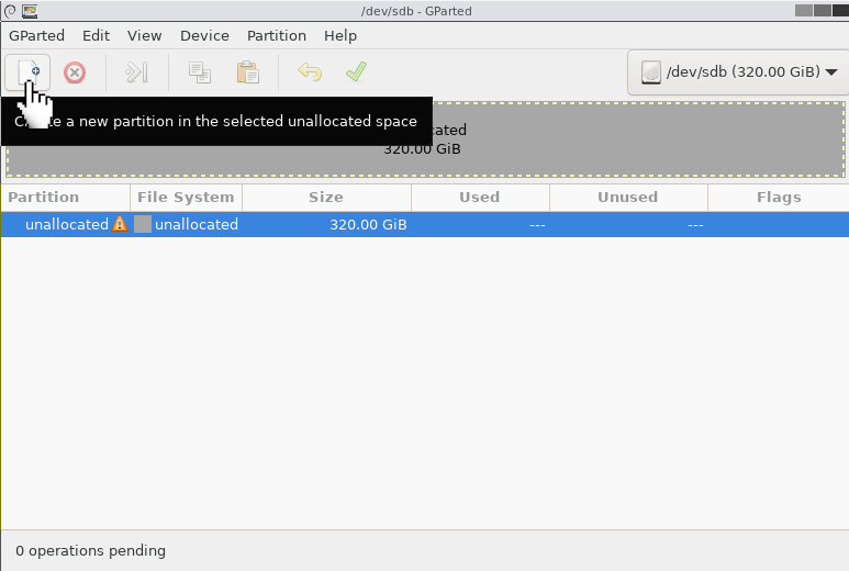 GParted, Create new partitions