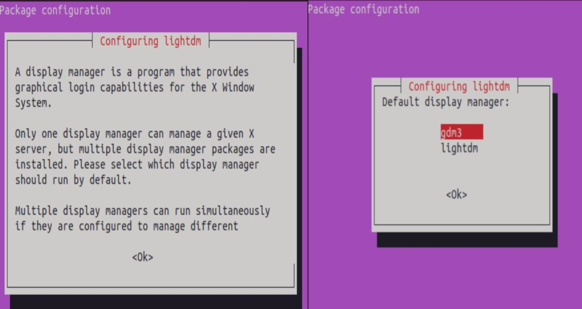 Select LightDM as your default display manager