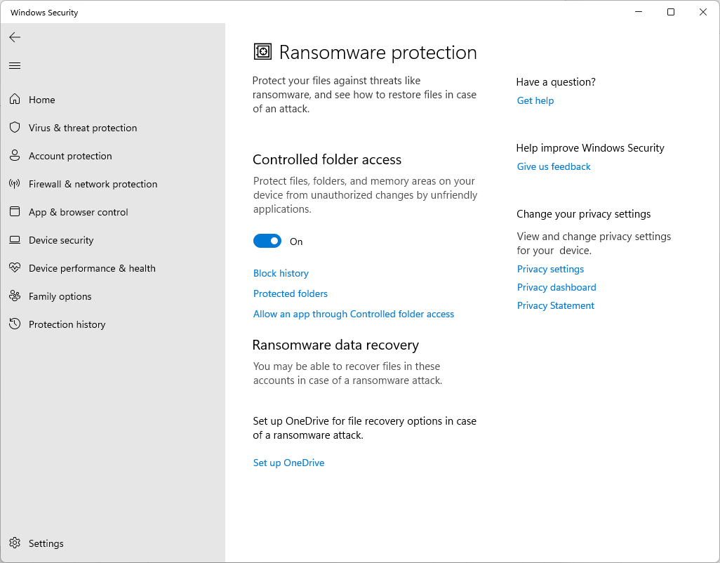 Activate Ransomware Protection