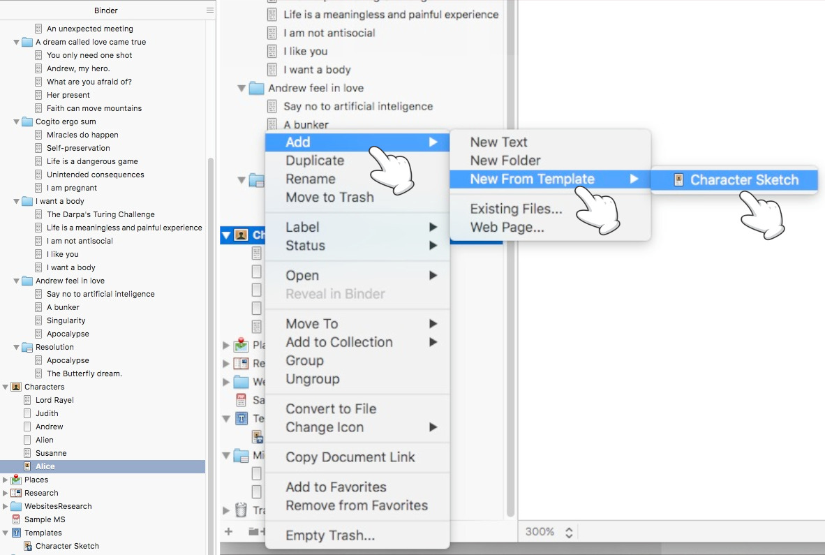 How to Create Characters in Scrivener