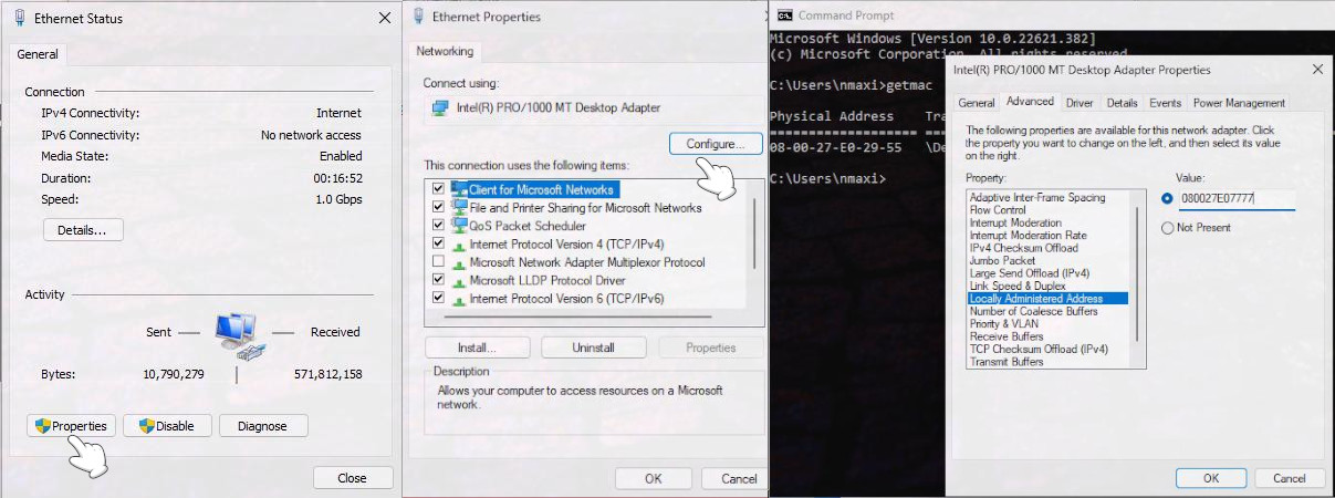 Spoofing a MAC Address in Windows