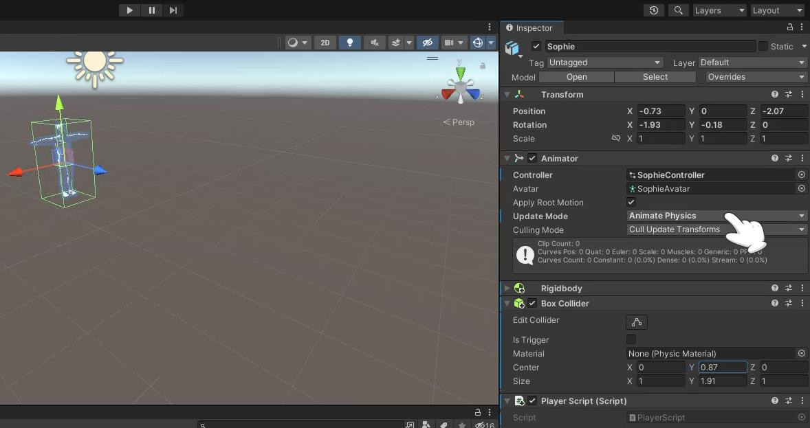 How to animate and move a simple player with Unity